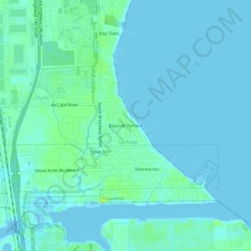 Bayside Terrace topographic map, elevation, terrain