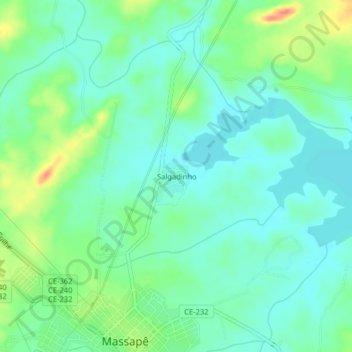Salgadinho topographic map, elevation, terrain