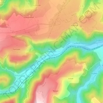 Aurouze topographic map, elevation, terrain