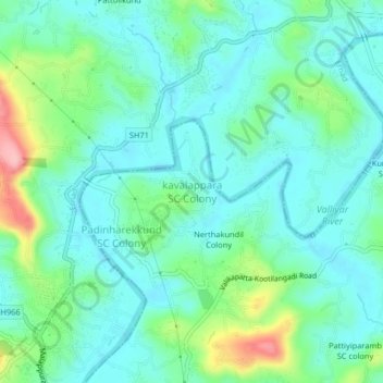 kavalappara SC Colony topographic map, elevation, terrain