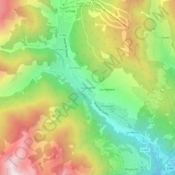 La Cassière topographic map, elevation, terrain