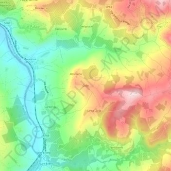 Colle topographic map, elevation, terrain