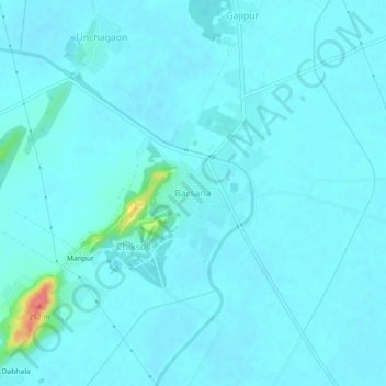 Barsana topographic map, elevation, terrain