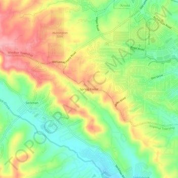 Spring Forest topographic map, elevation, terrain