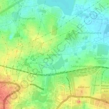 Kodigehalli topographic map, elevation, terrain