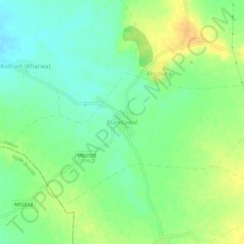 Mandawal topographic map, elevation, terrain