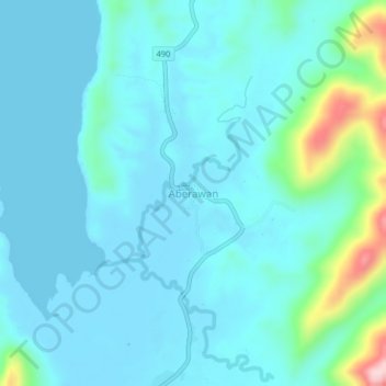 Aberawan topographic map, elevation, terrain