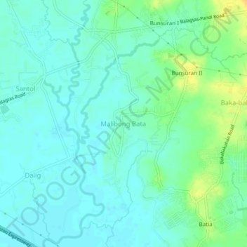 Malibong Bata topographic map, elevation, terrain