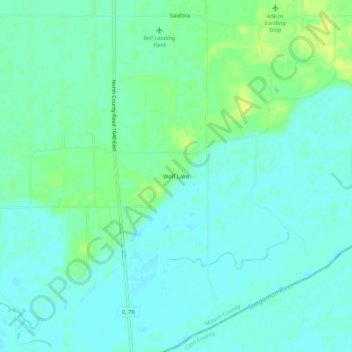 Wolf Lake topographic map, elevation, terrain