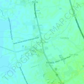 San Nicolas topographic map, elevation, terrain
