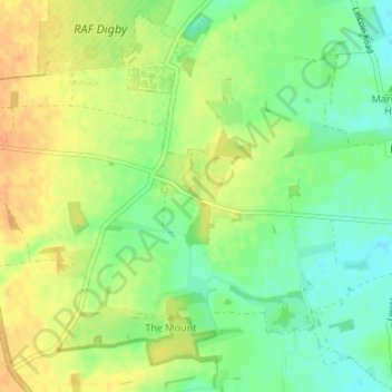 Ashby de la Launde topographic map, elevation, terrain
