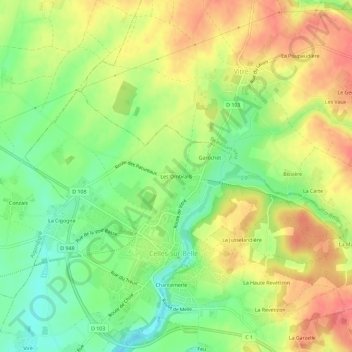 Les Ombrails topographic map, elevation, terrain