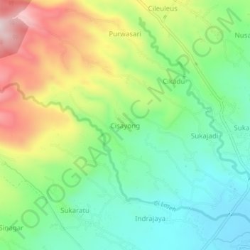 Cisayong topographic map, elevation, terrain
