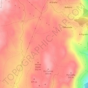 Agro do Muíño topographic map, elevation, terrain