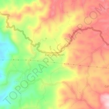 Batu Kebayan topographic map, elevation, terrain