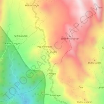 Masalle topographic map, elevation, terrain