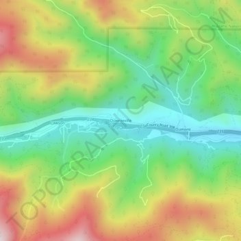 Downieville topographic map, elevation, terrain