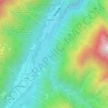 Sasso Lungo topographic map, elevation, terrain