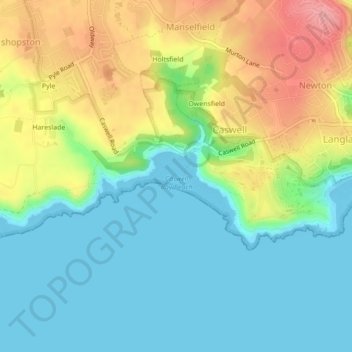 Caswell Bay topographic map, elevation, terrain