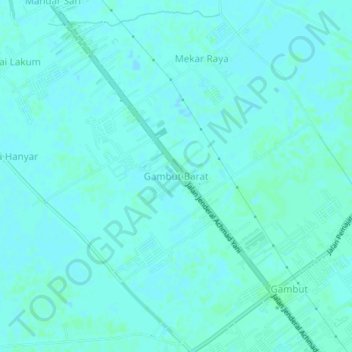 Gambut Barat topographic map, elevation, terrain