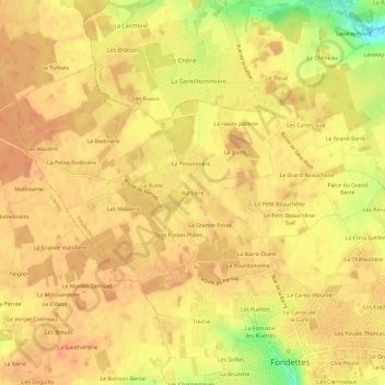 Barbarie topographic map, elevation, terrain