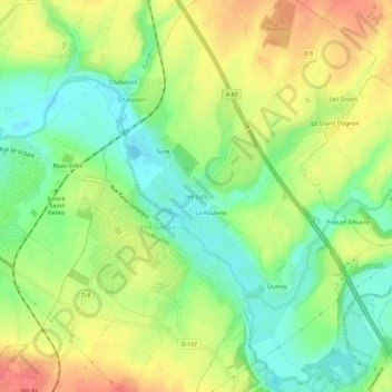 Les Lucs topographic map, elevation, terrain
