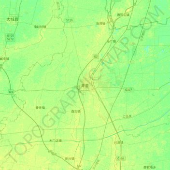 Qing topographic map, elevation, terrain