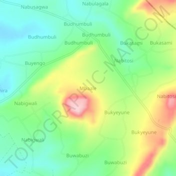 Mbaale topographic map, elevation, terrain