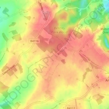 Birchley Heath topographic map, elevation, terrain