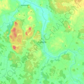 Alastaro topographic map, elevation, terrain