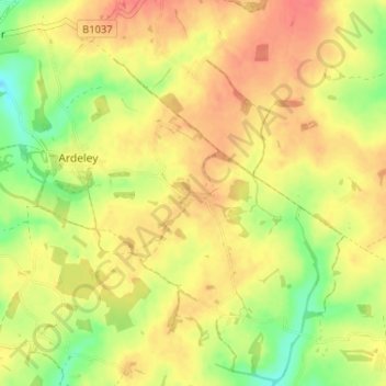 Moor Green topographic map, elevation, terrain