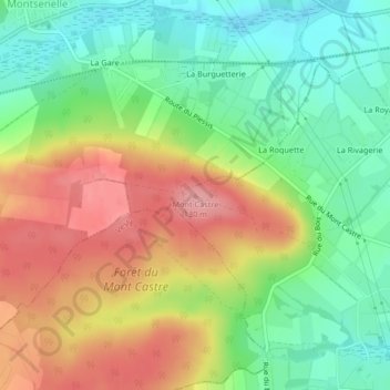 Mont Castre topographic map, elevation, terrain
