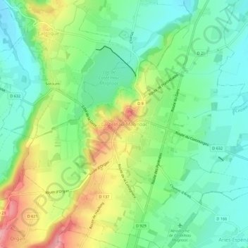 Castelnau-Magnoac topographic map, elevation, terrain