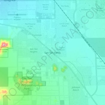 San Tan Valley topographic map, elevation, terrain