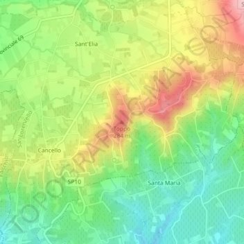 Toppo topographic map, elevation, terrain