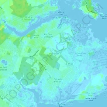 Long Neck topographic map, elevation, terrain