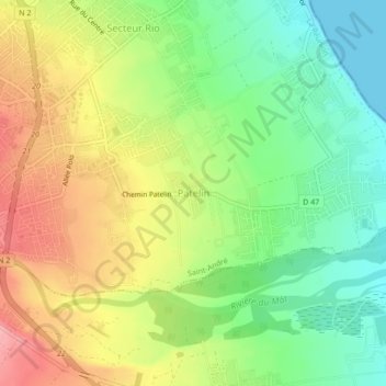 Patelin topographic map, elevation, terrain