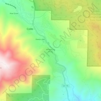 Whispering Pines topographic map, elevation, terrain