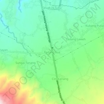 Padang Lua topographic map, elevation, terrain