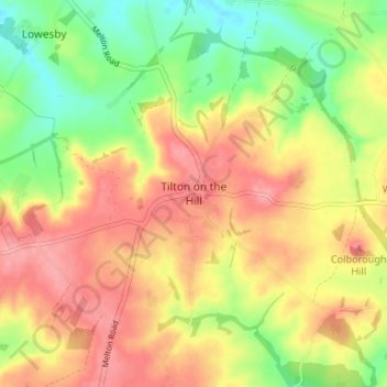 Tilton on the Hill topographic map, elevation, terrain