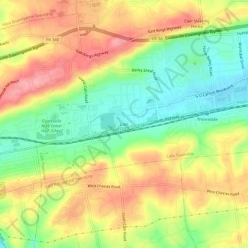 Caln topographic map, elevation, terrain