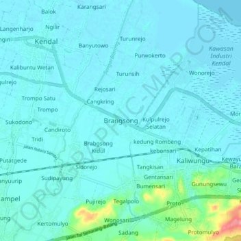 Brangsong topographic map, elevation, terrain