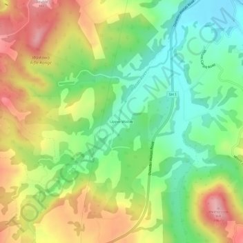 Upper Waitati topographic map, elevation, terrain