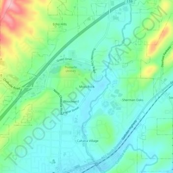 Moss Rock topographic map, elevation, terrain