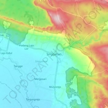 Singgahan topographic map, elevation, terrain
