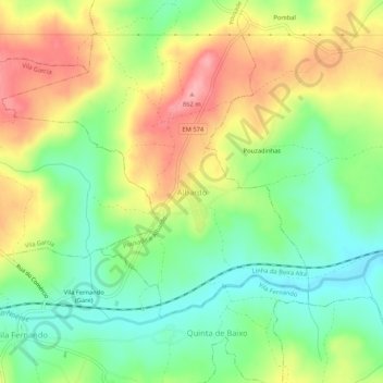 Albardo topographic map, elevation, terrain