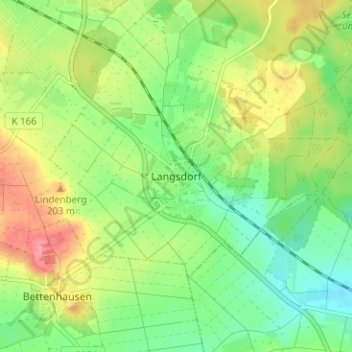 Langsdorf topographic map, elevation, terrain