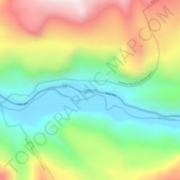 Farellones topographic map, elevation, terrain