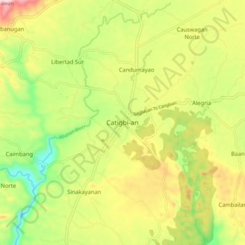 Catigbian topographic map, elevation, terrain