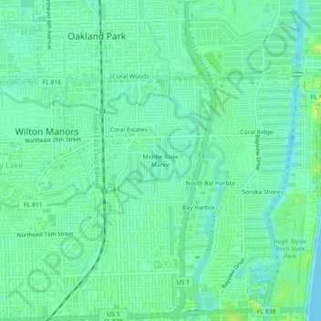 Middle River Manor topographic map, elevation, terrain